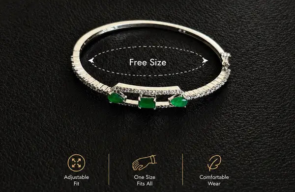 Emerald Green Cz Diamond Bracelet | Platinum finish