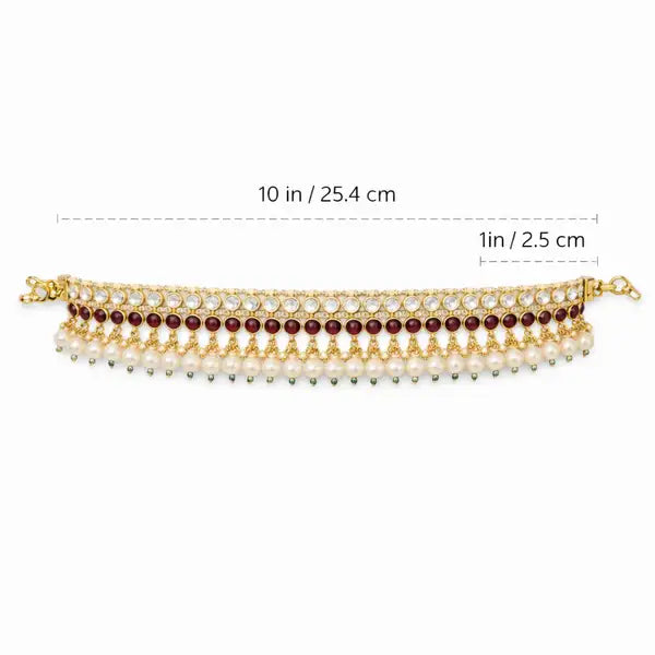 Royal Kundan & Kemp Stone Bridal Anklet | Pearl Drop Payal
