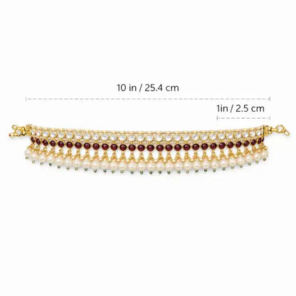Royal Kundan & Kemp Stone Bridal Anklet | Pearl Drop Payal