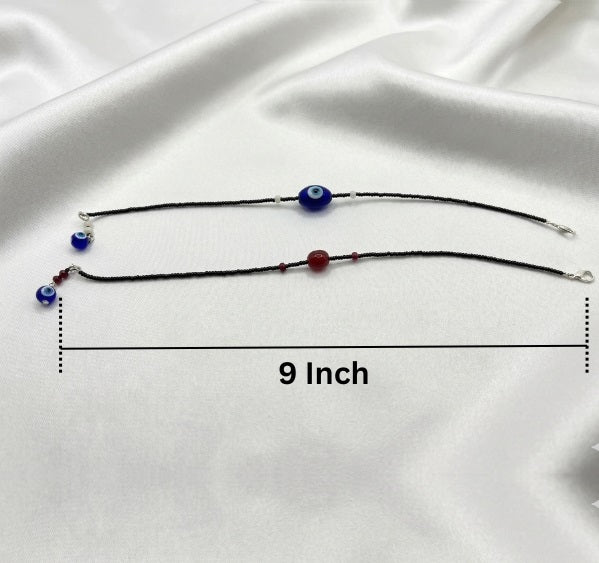 Protection Evil Eye & Red Bead Anklet Combo | Delicate Black Jewelry