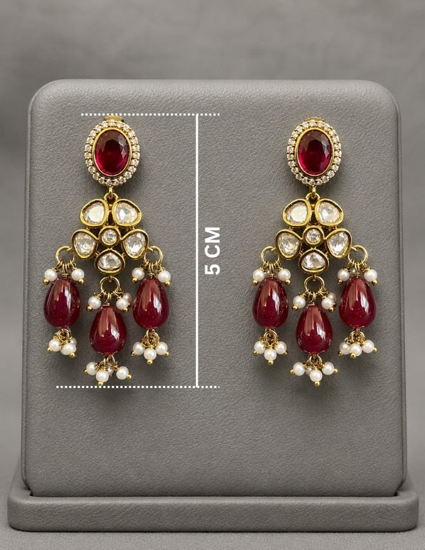 Royal Ruby Kundan Polki Choker Earring And Maang Tikka Set