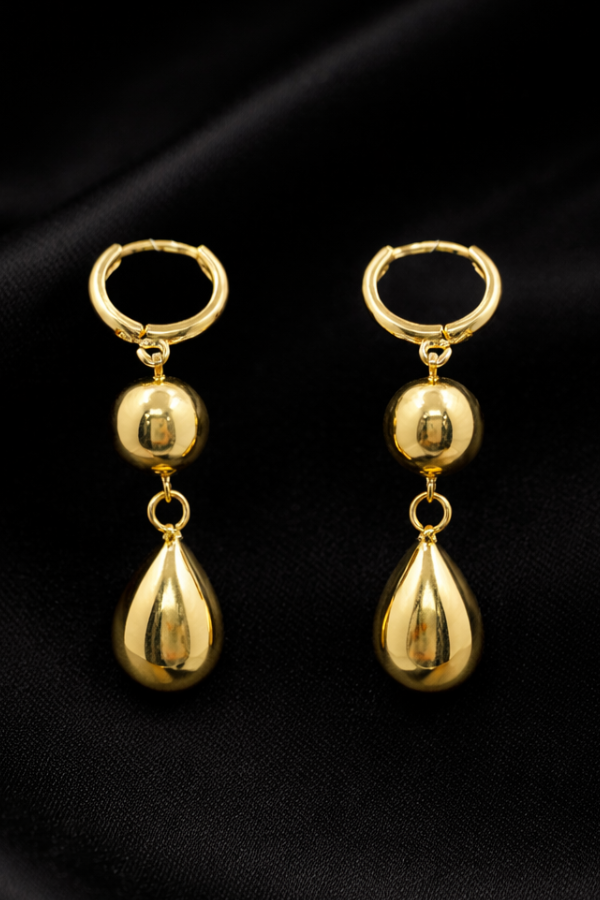 Gold Plated Teardrop And Globe Huggie Earrings