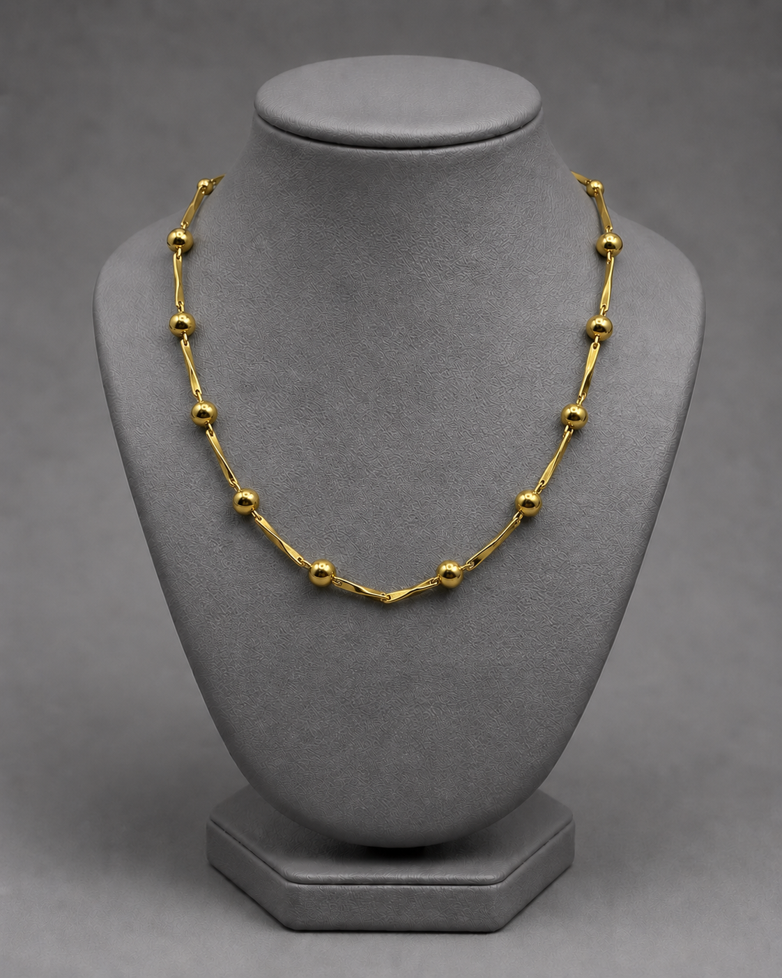 Bead And Bar Link 18K Gold Plated Chain Necklace