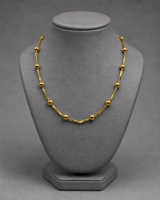 Bead And Bar Link 18K Gold Plated Chain Necklace