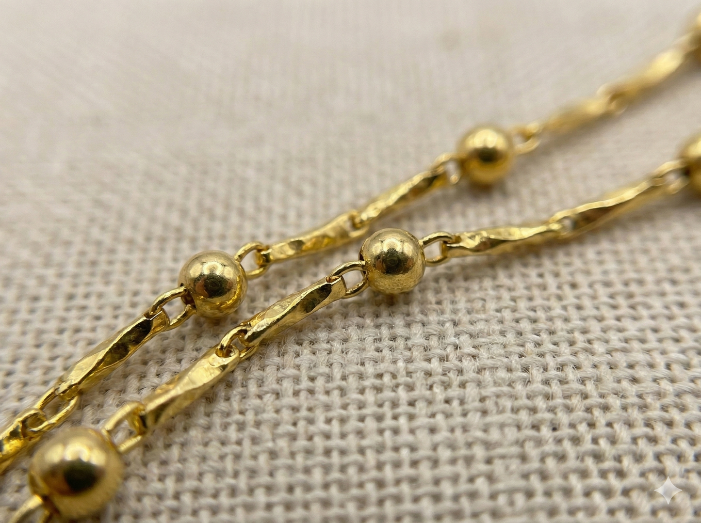 Bead And Bar Link 18K Gold Plated Chain Necklace
