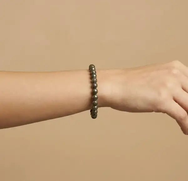 Genuine Pyrite Stone Stretch Bracelet | Confidence & Positive Energy