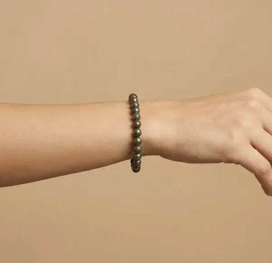 Genuine Pyrite Stone Stretch Bracelet | Confidence & Positive Energy