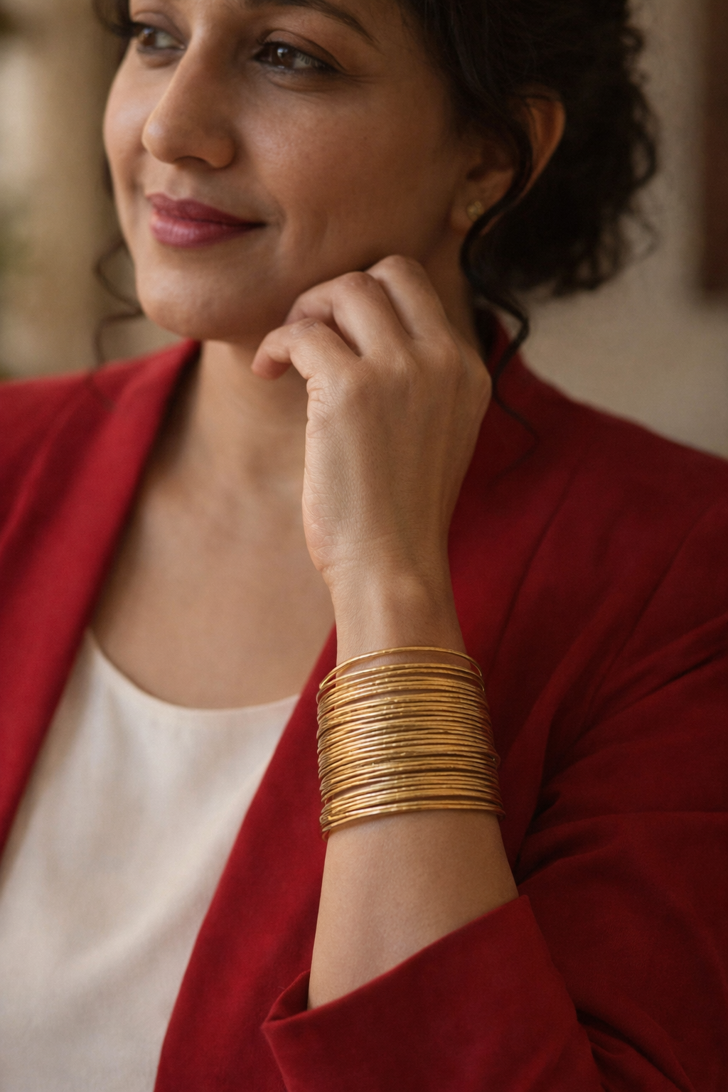 Extra Wide Gold Wire Cuff Bracelet | Bold Bohemian Statement Jewelry