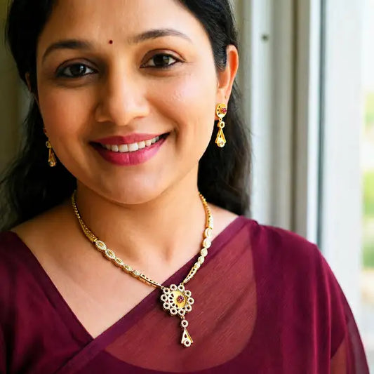 Radiant Circle CZ Gold Plated Necklace & Earrings Set