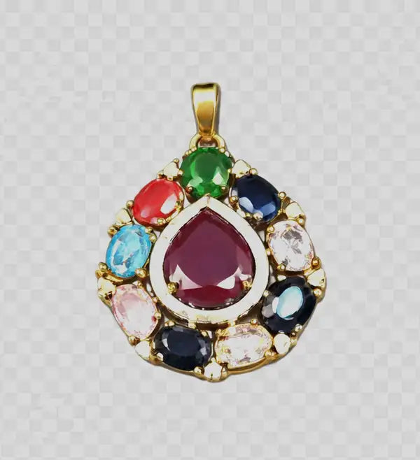 Multi-Gemstone Pendant & Stud Earring Set | Floral Jewelry