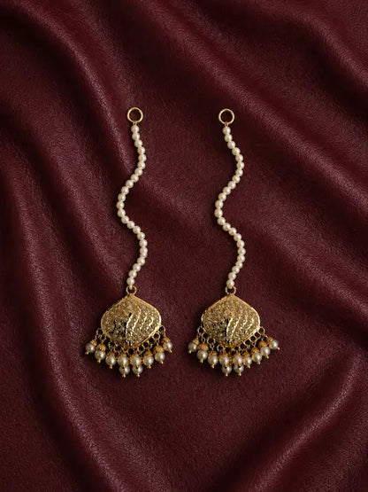 Royal Multi-Layer Pearl Jadau Necklace Set with Ear Chains