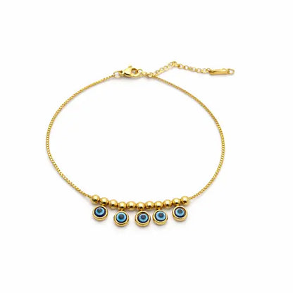 Gold Plated Evil Eye Charm Anklet | Tarnish Resistant Foot Jewelry