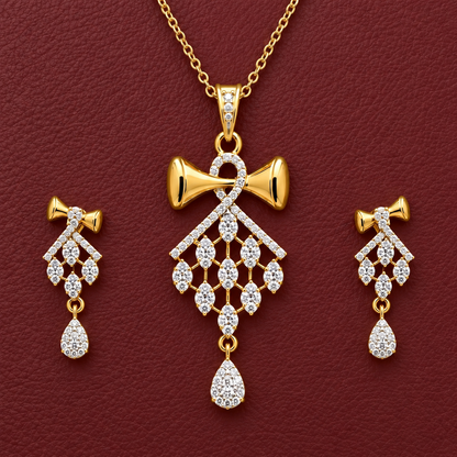 Antique gold-tone necklace and earrings set featuring royal crimson gemstones and pearls on a textured crimson velvet background.