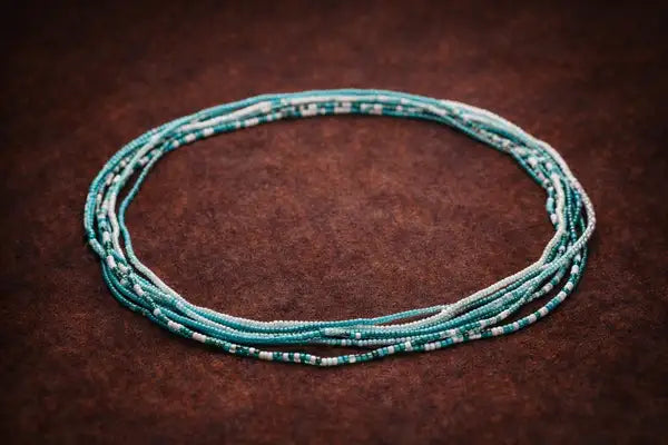 Turquoise Blue & White Layered Waist Chain | Boho Body Jewelry