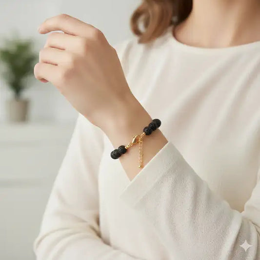 Natural Black Lava Rock Aromatherapy Diffuser Bracelet