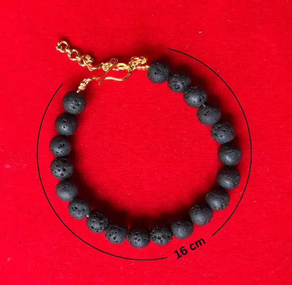 Natural Black Lava Rock Bracelet | Adjustable Aromatherapy Diffuser Bead Bracelet For Stress Relief And Focus