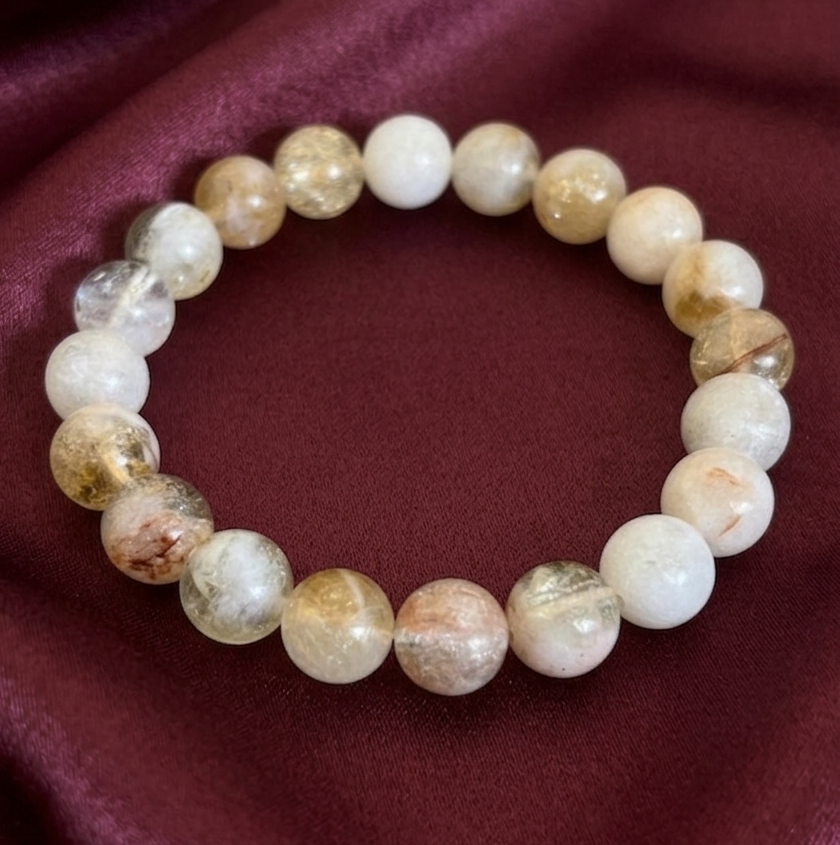 Natural Citrine And Garden Quartz Bracelet