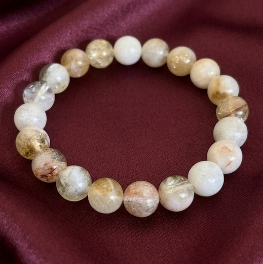 Natural Citrine And Garden Quartz Bracelet