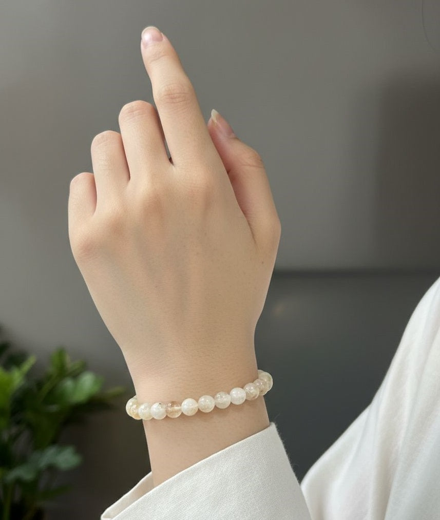 Natural Citrine And Garden Quartz Bracelet